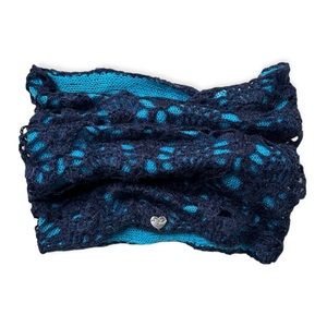 NWOT Betsey Johnson Aqua/Navy Blue Reversible Knit Infinity Scarf